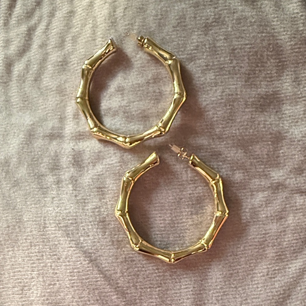 Kae by Karrueche Gold-Plated Bamboo Hoop Earrings